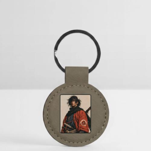 Young Samurai Warrior Portrait - Round Shaped Keychain