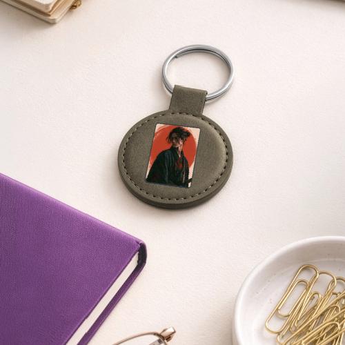 Samurai Beneath the Red Sun - Round Shaped Keychain