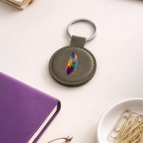Spectrum Feather Flow - Round Shaped Keychain