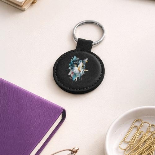 Watercolor cat face - Round Shaped Keychain