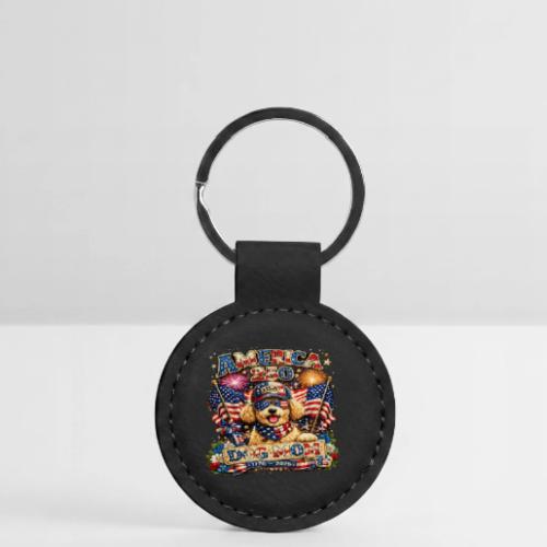 America 250 Dog Mom Patriotic Goldendoodle Shirt - Round Shaped Keychain