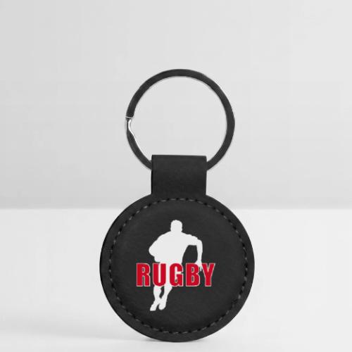 Bold Rugby Action Silhouette - Round Shaped Keychain