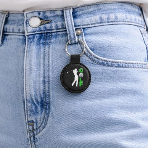 Golf: Classic Golf Motion - Round Shaped Keychain