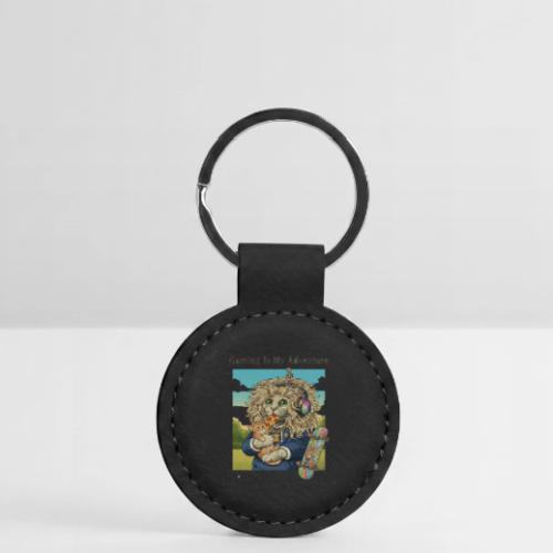 Gaming Cat Adventure: Pizza & Skates - Round Shaped Keychain