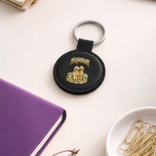 Garden Days & Goldendoodles Cozy Dog Lovers Design - Round Shaped Keychain