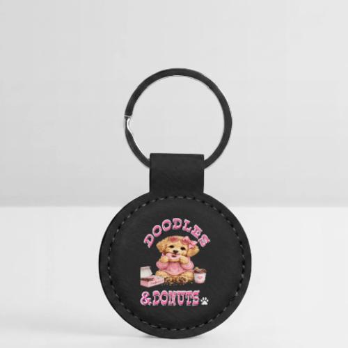 Doodles & Doughnut Cozy Dog Mom Design - Round Shaped Keychain