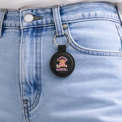 Doodles & Doughnut Cozy Dog Mom Design - Round Shaped Keychain