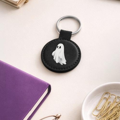 Cute Ghost Cartoon Design - Round Shaped Keychain