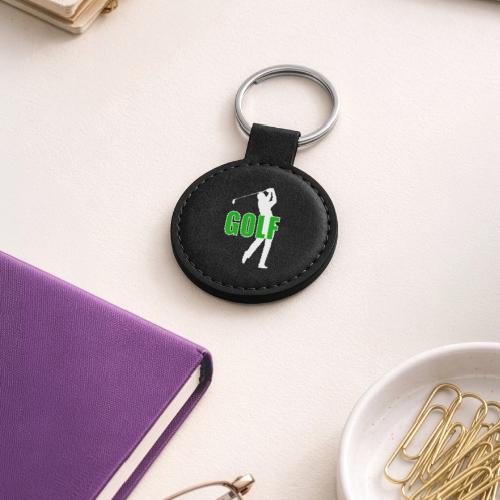 Golf: Classic Golf Motion - Round Shaped Keychain