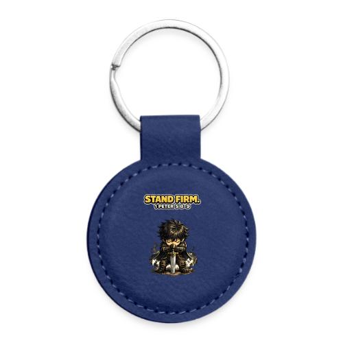 Stand Firm Chibi Warrior | 1 Peter 5:8-9 - Round Shaped Keychain