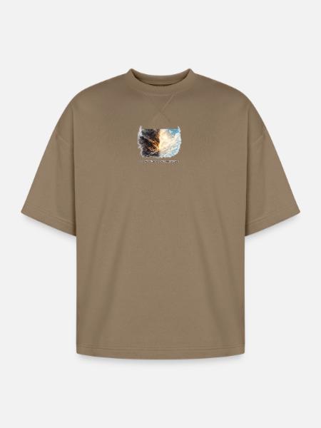 Fire and Sky Dichotomy - Oversized Unisex Short Sleeve Sweatshirt - light brown