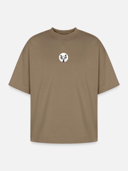 Whimsical Cat Bead Portrait - Oversized Unisex Short Sleeve Sweatshirt - light brown