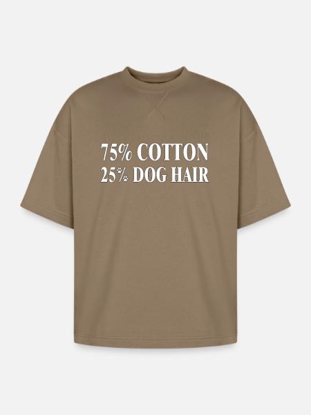 Dog Hair Cotton Blend Tee - Oversized Unisex Short Sleeve Sweatshirt - light brown