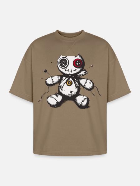 Voodoo doll - Oversized Unisex Short Sleeve Sweatshirt - light brown