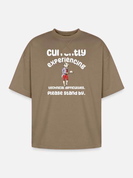 Currently Experiencing Technical Difficulties - Oversized Unisex Short Sleeve Sweatshirt - light brown