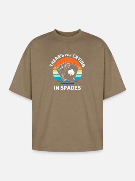 Spades Card Game Poker Player - Oversized Unisex Short Sleeve Sweatshirt - light brown