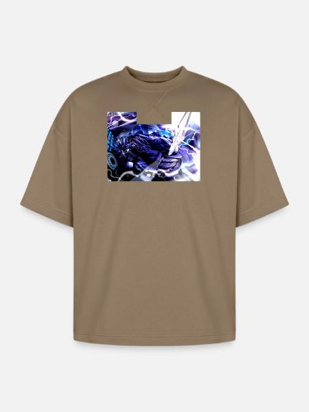 Moonlit Oni Blade - Oversized Unisex Short Sleeve Sweatshirt - light brown