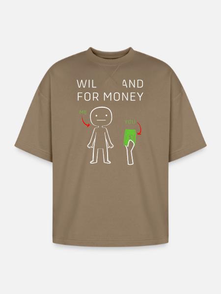 Funny Money Meme - Oversized Unisex Short Sleeve Sweatshirt - light brown