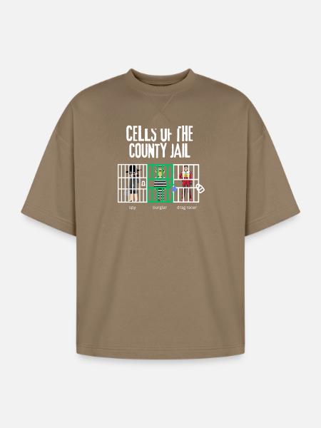 Cellblock Trio Jail Scene - Oversized Unisex Short Sleeve Sweatshirt - light brown