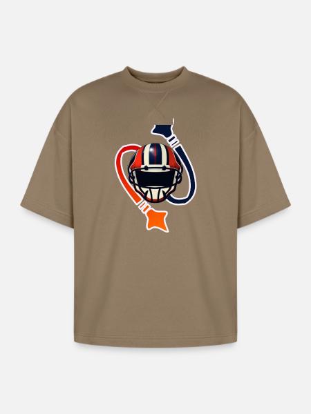 Patriotic Helmet Emblem - Oversized Unisex Short Sleeve Sweatshirt - light brown