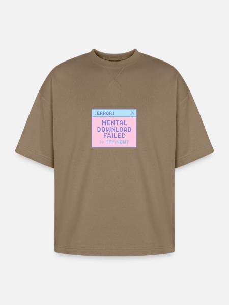 Pastel Glitch Error Window - Oversized Unisex Short Sleeve Sweatshirt - light brown