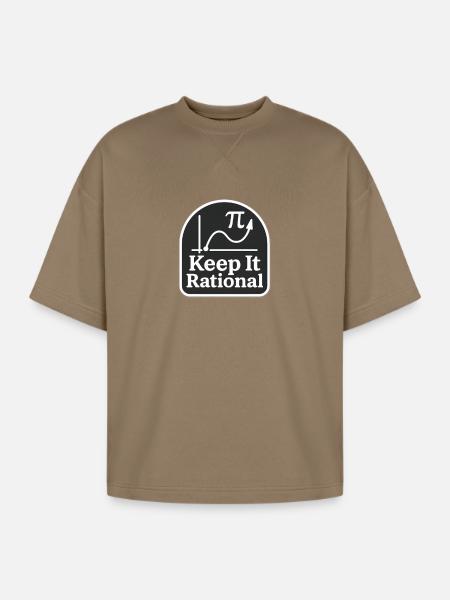 Keep It Rational Patch - Oversized Unisex Short Sleeve Sweatshirt - light brown