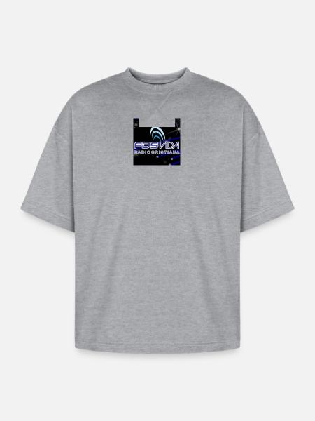 Vida Radio Cristiana Neon Logo - Oversized Unisex Short Sleeve Sweatshirt - heather gray