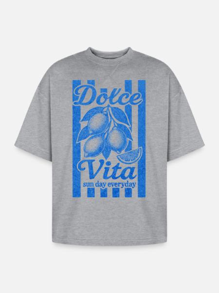 Italian Lemon, Summer Vibes Shirt, Vacation Tee - Oversized Unisex Short Sleeve Sweatshirt - heather gray