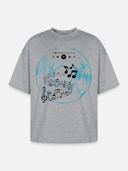 Cyan Vinyl - Oversized Unisex Short Sleeve Sweatshirt - heather gray