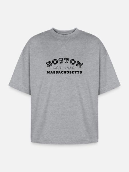 Boston Massachusetts - Oversized Unisex Short Sleeve Sweatshirt - heather gray