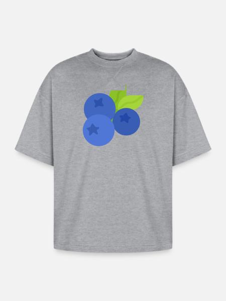 Fresh Blueberry Botanical Illustration - Oversized Unisex Short Sleeve Sweatshirt - heather gray