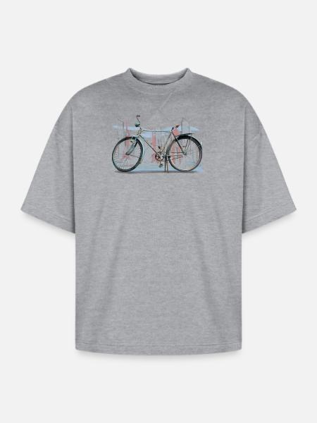 Rustic City Bicycle Sketch - Oversized Unisex Short Sleeve Sweatshirt - heather gray