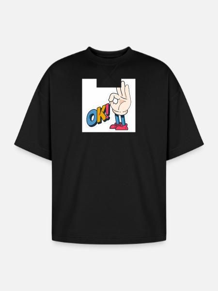 Hand Gesture OK with Bold Text - Oversized Unisex Short Sleeve Sweatshirt - black