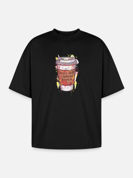 Delulu Dept Canadian Branch Cup - Oversized Unisex Short Sleeve Sweatshirt - black