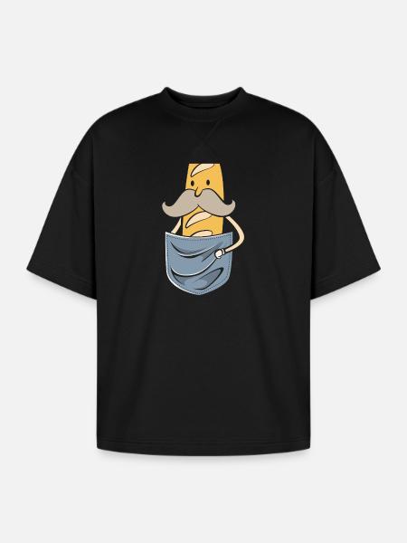 French Bread Baguette Bread Man - Oversized Unisex Short Sleeve Sweatshirt - black
