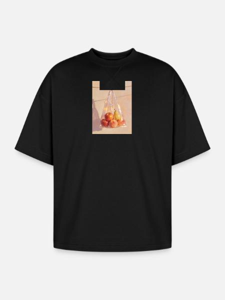 Sunlit Plastic Fruit Still Life - Oversized Unisex Short Sleeve Sweatshirt - black