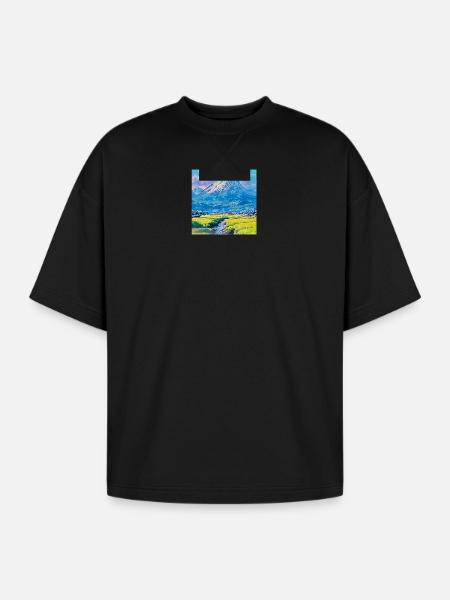 Landscape Horizon - Oversized Unisex Short Sleeve Sweatshirt - black