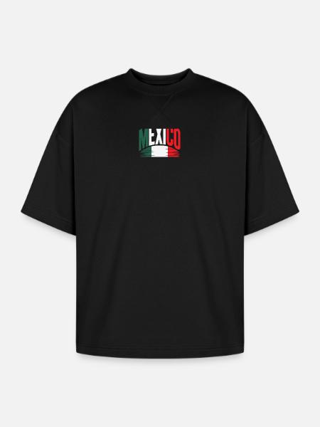 Mexico Flag - Oversized Unisex Short Sleeve Sweatshirt - black