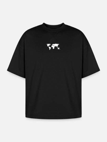 World Map - Oversized Unisex Short Sleeve Sweatshirt - black