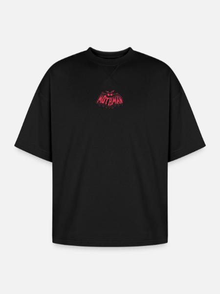 Mothman Crimson Flight - Oversized Unisex Short Sleeve Sweatshirt - black