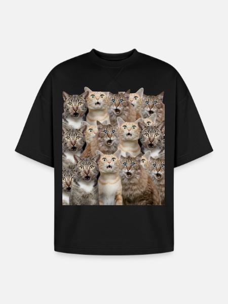 Surprised cats - Oversized Unisex Short Sleeve Sweatshirt - black