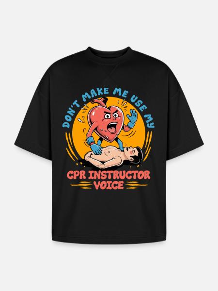 CPR Instructor Paramedic - Oversized Unisex Short Sleeve Sweatshirt - black