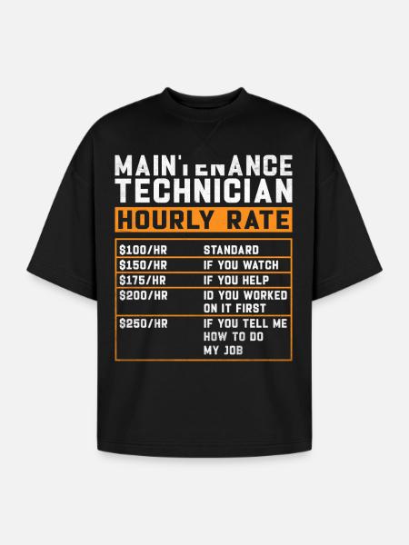 Maintenance Technician Hourly Rate - Oversized Unisex Short Sleeve Sweatshirt - black