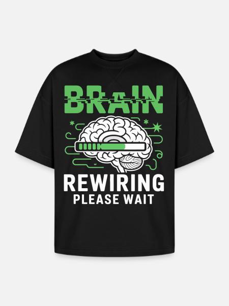 Brain Rewiring Please Wait - Oversized Unisex Short Sleeve Sweatshirt - black
