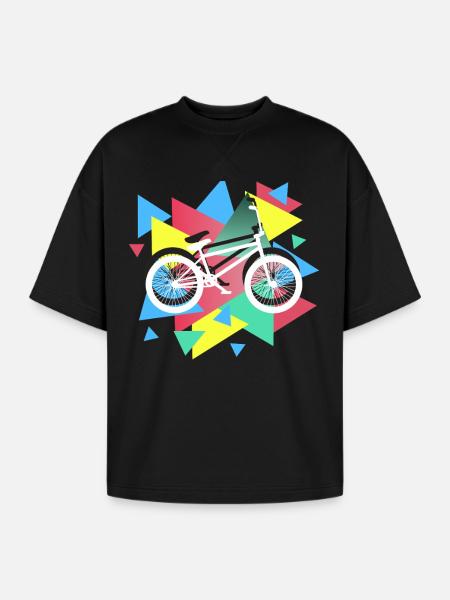 BMX Biking Geometric - Oversized Unisex Short Sleeve Sweatshirt - black