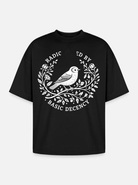 Radicalized by Basic Decency - Oversized Unisex Short Sleeve Sweatshirt - black
