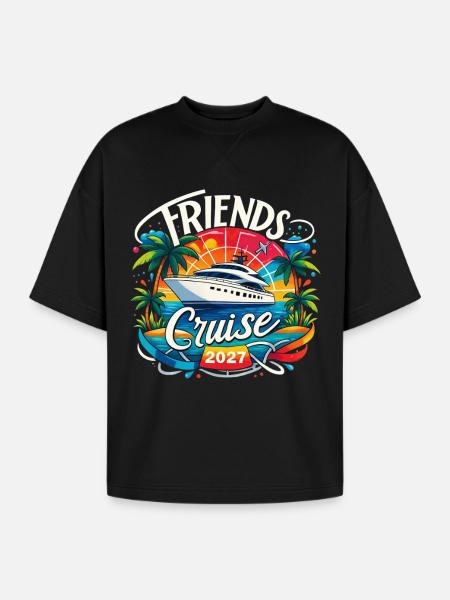 Friends Cruise 2027 - Oversized Unisex Short Sleeve Sweatshirt - black