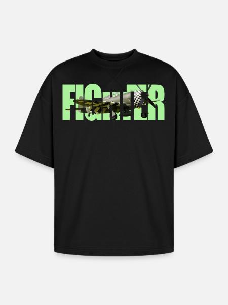 Fighter P-47 Thunderbolt - Oversized Unisex Short Sleeve Sweatshirt - black