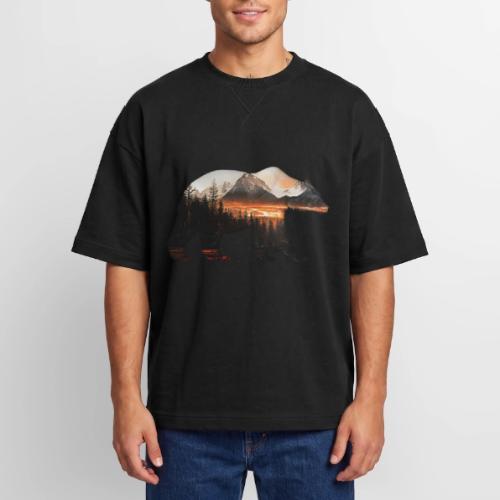 Canada Bear: fiery tones - Oversized Unisex Short Sleeve Sweatshirt