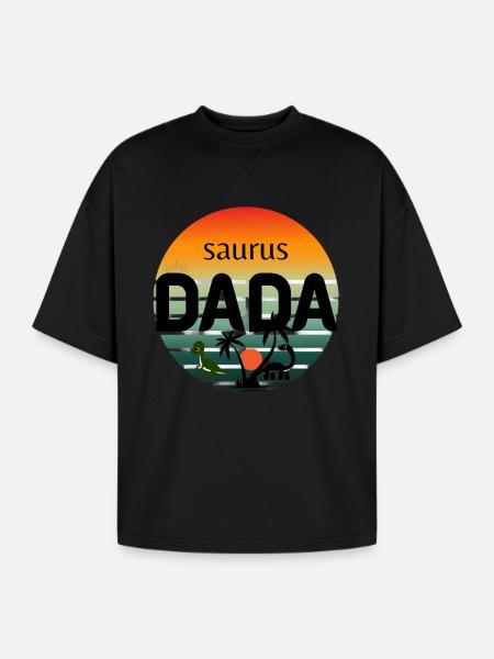 Prehistoric Dinosaur Sunset Design - Oversized Unisex Short Sleeve Sweatshirt - black
